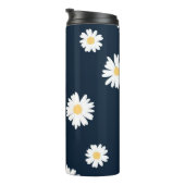Daisy op blauw patroon thermosbeker (Geroteerd rechts)