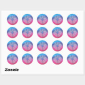 Daisy op blauwe en roze achtergrond ronde sticker (Vel)