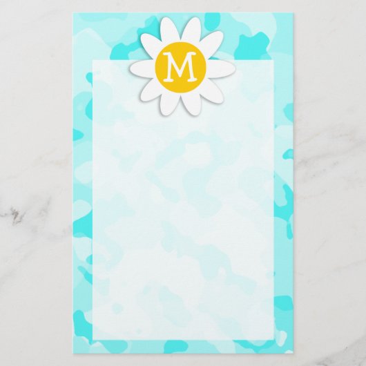 Daisy op Celeste Camo; Camouflage Briefpapier (Voorkant)