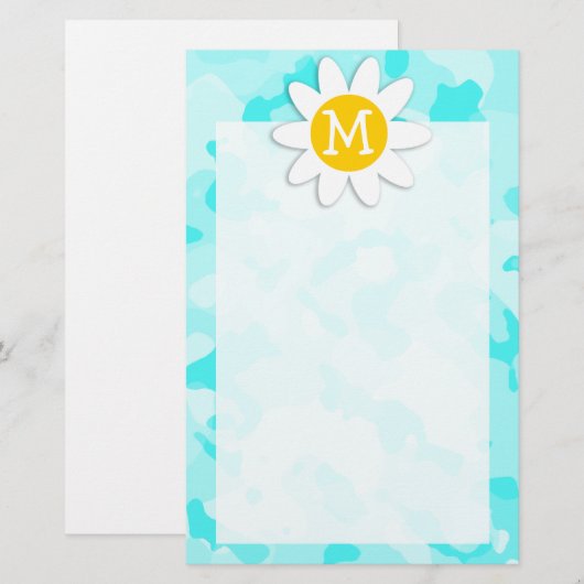 Daisy op Celeste Camo; Camouflage Briefpapier (Voorkant / Achterkant)