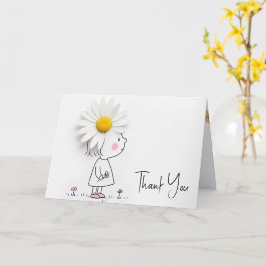 Daisy op een klein meisje bedankt kaart (Gele Bloem)