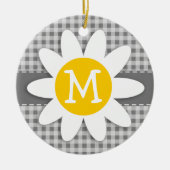 Daisy op Grey Gingham Keramisch Ornament (Voorkant)