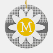 Daisy op Grey Gingham Keramisch Ornament (Achterkant)