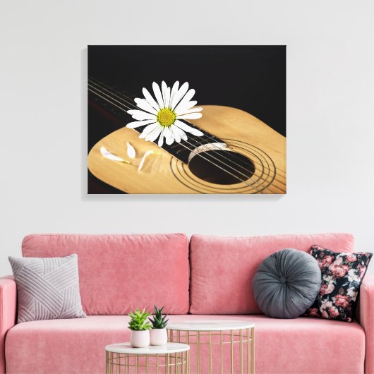 Daisy op Guitar Canvas Afdruk (Insitu (Woonkamer))