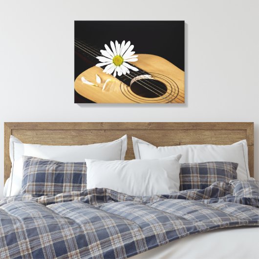 Daisy op Guitar Canvas Afdruk (Insitu (Slaapkamer))
