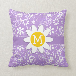 Daisy op Lavendel, licht Paarse Paisley Pattern Kussen