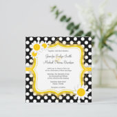 Daisy op zwart en wit Polka Dots Kaart (Staand voorkant)