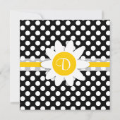 Daisy op zwart en wit Polka Dots Kaart (Achterkant)