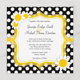 Daisy op zwart en wit Polka Dots Kaart