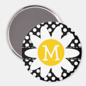 Daisy op zwart en wit Polka Dots Magneet (Voorkant / Achterkant)