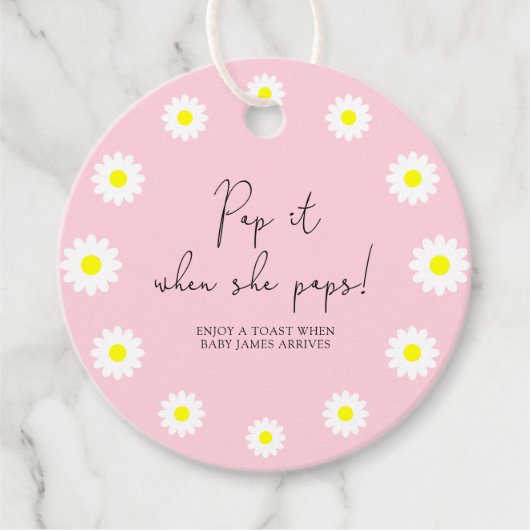 Daisy - Open het als ze barst baby shower Bedankjes Labels (Voorkant)