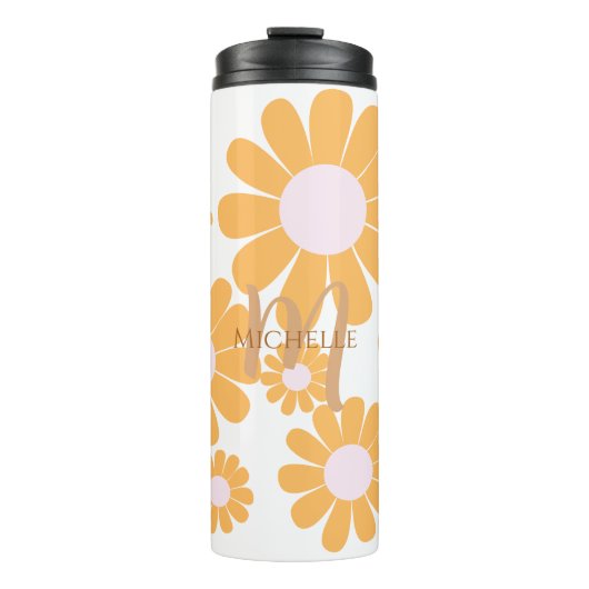 Daisy Oranje Monogram Thermosbeker (Voorkant)