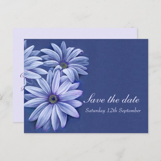 Daisy osteospermum bruiloft, behalve de datumkaart aankondigingskaart (Voorkant / Achterkant)