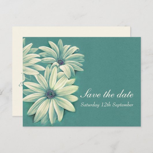 Daisy osteospermum bruiloft, behalve de datumkaart aankondigingskaart (Voorkant / Achterkant)