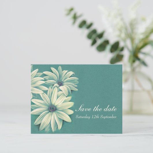 Daisy osteospermum bruiloft, behalve de datumkaart aankondigingskaart (Staand voorkant)