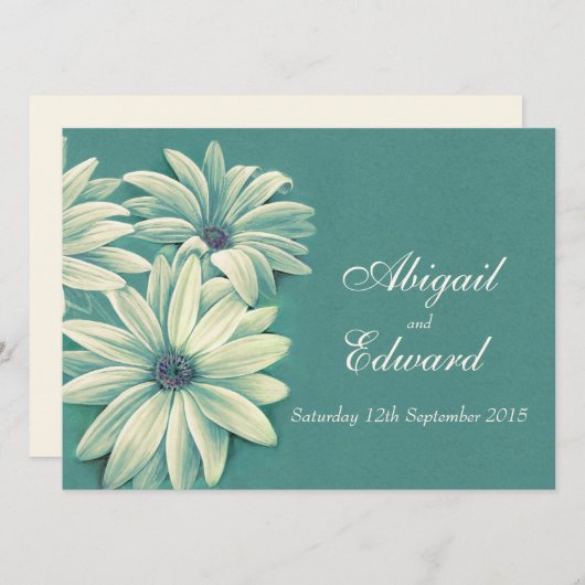 Daisy osteospermum bruiloft groene crème kaart (Voorkant / Achterkant)