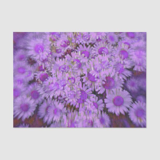 Daisy Paars Boho Hippie  Retro Floral Art Tissuepapier (Voorkant)