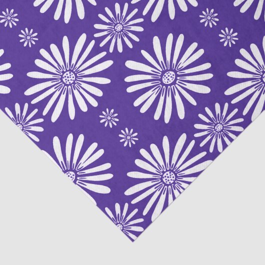 Daisy Paars White Floral Pattern Tissuepapier (Detail)