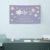 Daisy Paars Wild One 1e Birthday Welcome Sign Spandoek (Beurs)