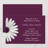 Daisy Paarse Bridal Shower Invitations Kaart (Voorkant / Achterkant)