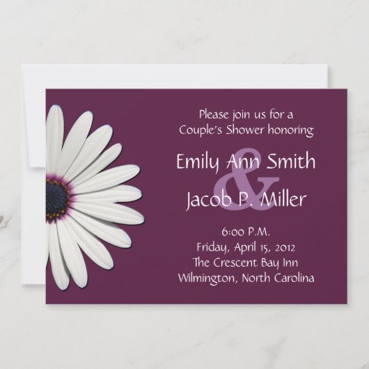Daisy Paarse Couple's Shower Invitations Kaart (Voorkant)