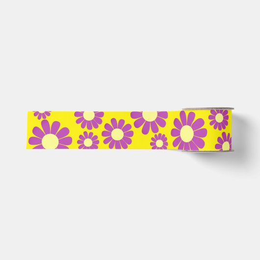 Daisy Paarse Geel Grosgrain Lint (Voorkant)