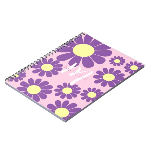 Daisy Paarse Roze Monogram Notitieboek (Linkerzijde)