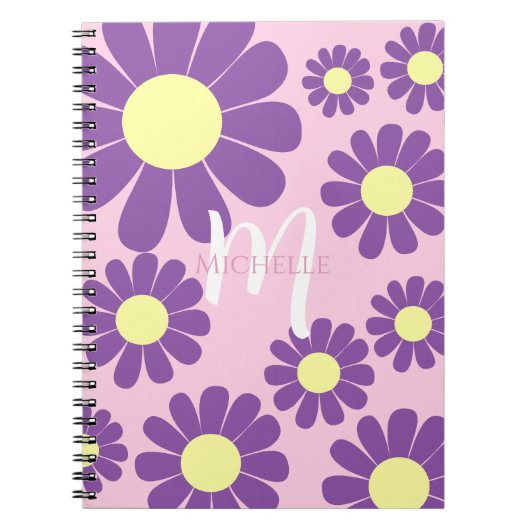 Daisy Paarse Roze Monogram Notitieboek (Voorkant)