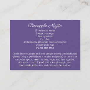 Daisy Paarse Wedding Signature Drink Recipe Informatiekaartje
