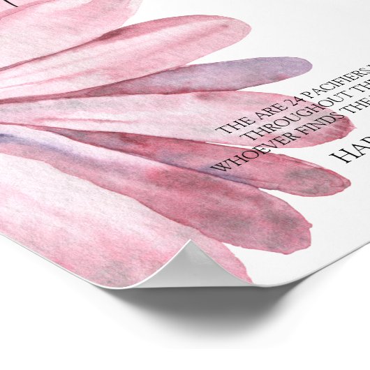 Daisy pacifier jachtwedstrijd baby shower poster (Hoek)