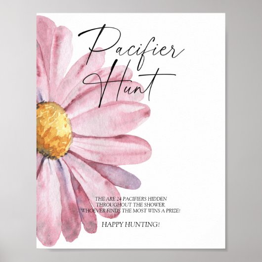 Daisy pacifier jachtwedstrijd baby shower poster (Voorkant)