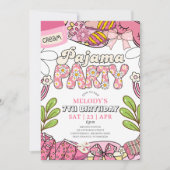 Daisy Pajama Party Birthday Invitation Kaart (Voorkant)