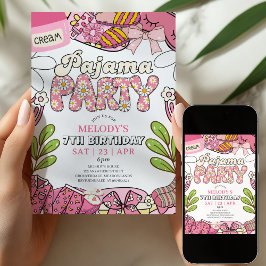Daisy Pajama Party Birthday Invitation Kaart