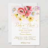 Daisy papaver baby in bloei baby shower sjabloon kaart (Voorkant)