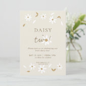 Daisy Party 2de Birthday Invitation Kaart (Staand voorkant)