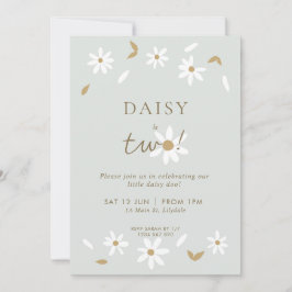 Daisy Party 2e Birthday Invitation - Sage Kaart