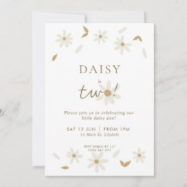 Daisy Party 2e Birthday Invitation - White Kaart