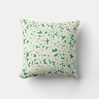 Daisy Patch - Witte madeliefjes op smaragdgroene a Kussen