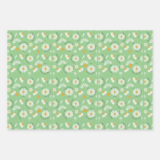 Daisy patroon achtergrond veranderlijke leeftijd z inpakpapier vel (Voorkant 2)