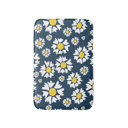 Daisy patroon, bloemenpatroon, witte madeliefjes badmat (Voorkant Verticaal)