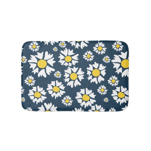 Daisy patroon, bloemenpatroon, witte madeliefjes badmat (Voorkant)