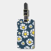 Daisy patroon, bloemenpatroon, witte madeliefjes bagagelabel (Voorkant verticaal)