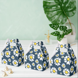 Daisy patroon, bloemenpatroon, witte madeliefjes bedankdoosjes