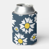 Daisy patroon, bloemenpatroon, witte madeliefjes blikjeskoeler (Blikje Voorkant)