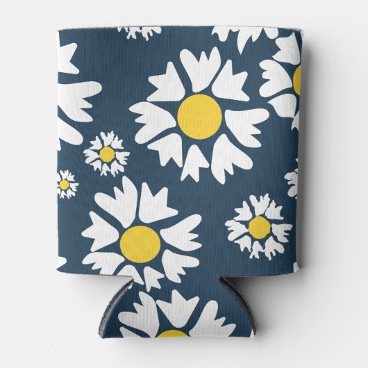 Daisy patroon, bloemenpatroon, witte madeliefjes blikjeskoeler (Voorkant)