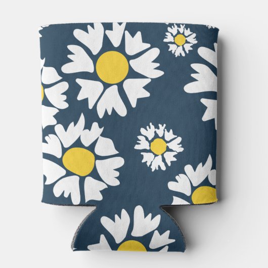 Daisy patroon, bloemenpatroon, witte madeliefjes blikjeskoeler (Achterkant)