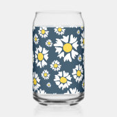 Daisy patroon, bloemenpatroon, witte madeliefjes blikvorm glas (Voorkant)