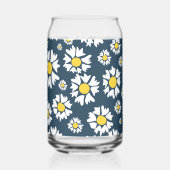 Daisy patroon, bloemenpatroon, witte madeliefjes blikvorm glas (Links)