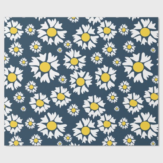 Daisy patroon, bloemenpatroon, witte madeliefjes cadeaupapier (Vlak)