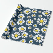 Daisy patroon, bloemenpatroon, witte madeliefjes cadeaupapier (Uitgerold)